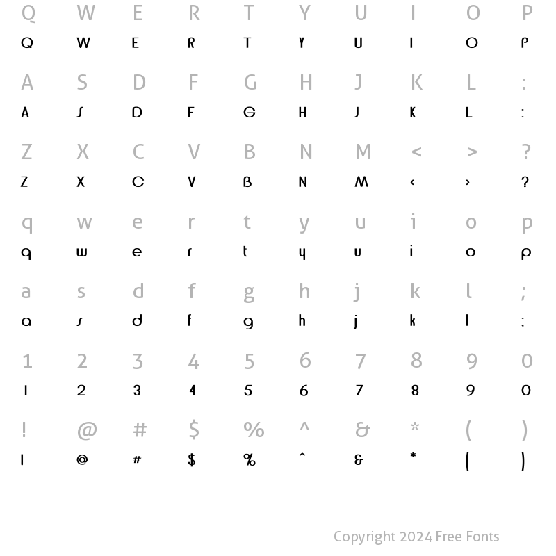 Character Map of Bethel Bold