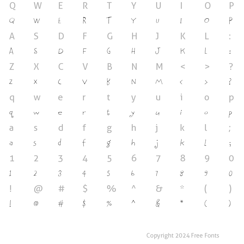 Character Map of BethsCuteHmk Regular