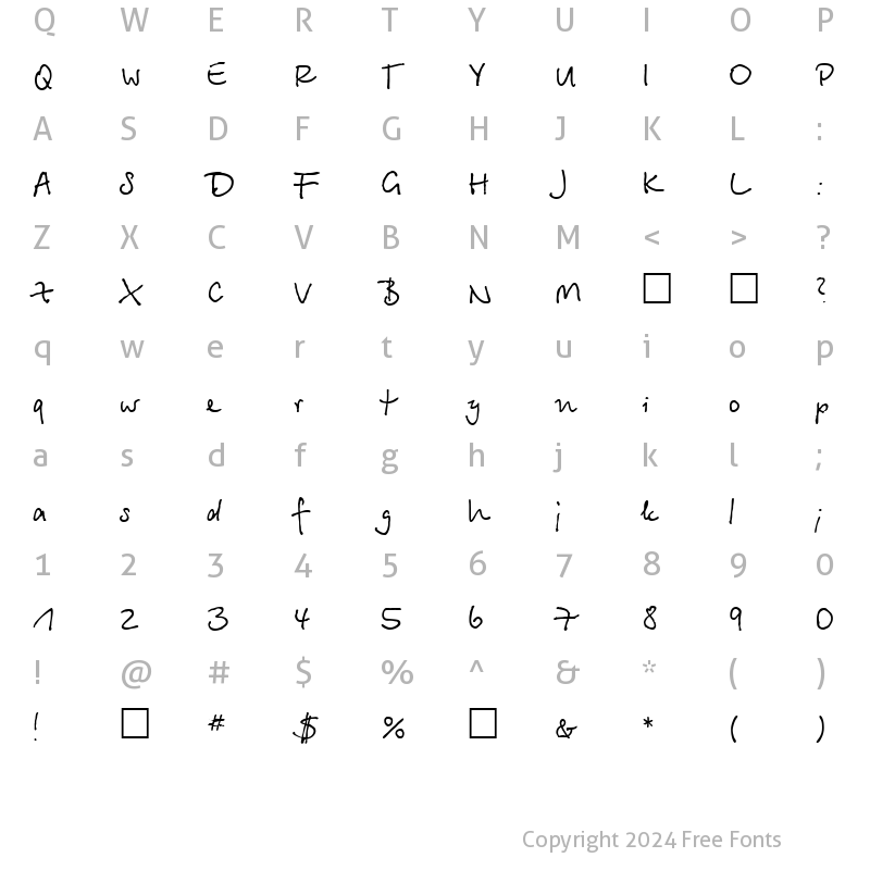 Character Map of BetinaScript Normal