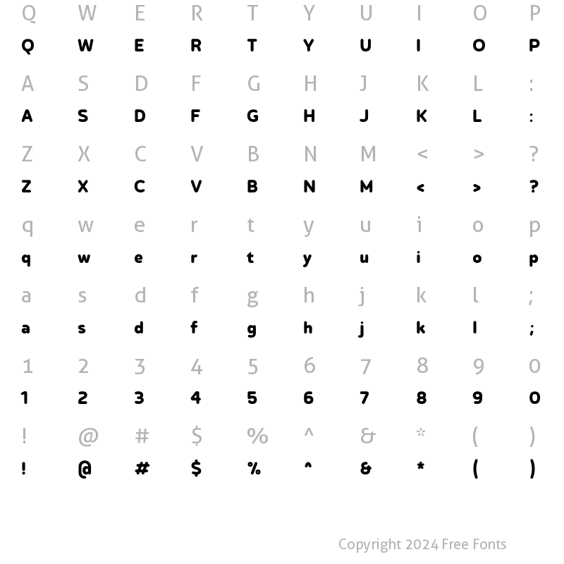 Character Map of Betm Rounded Bold