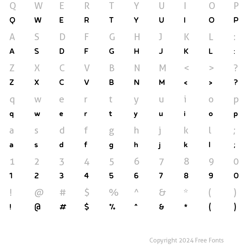 Character Map of Betm Rounded Medium