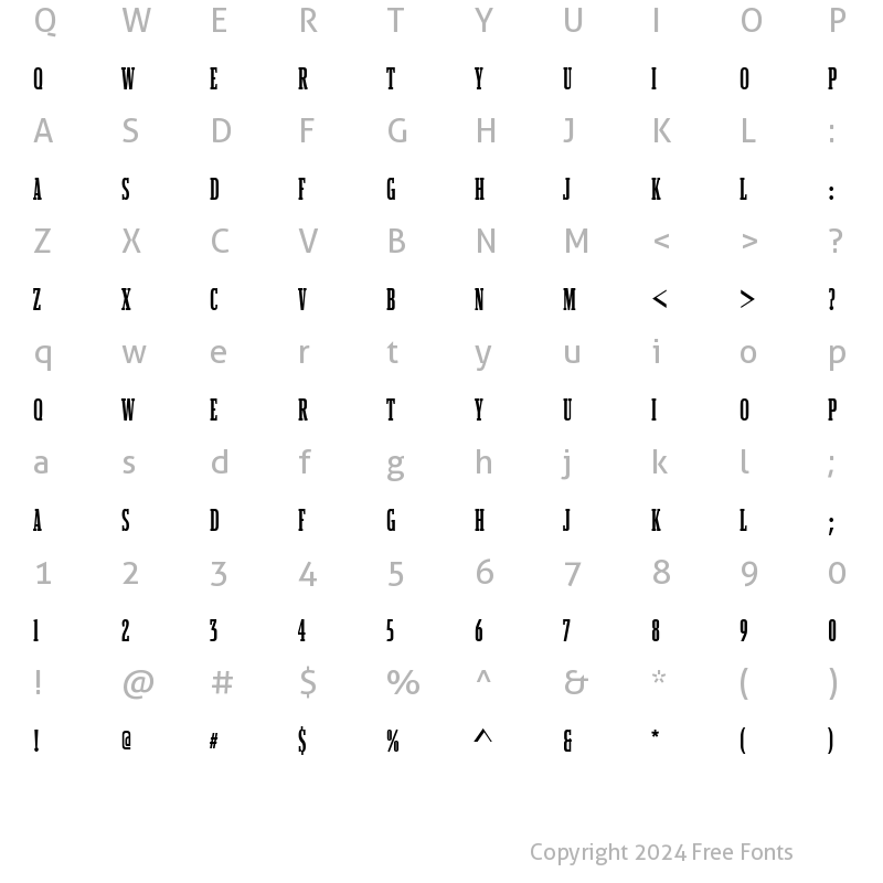 Character Map of BetonComDBol Regular