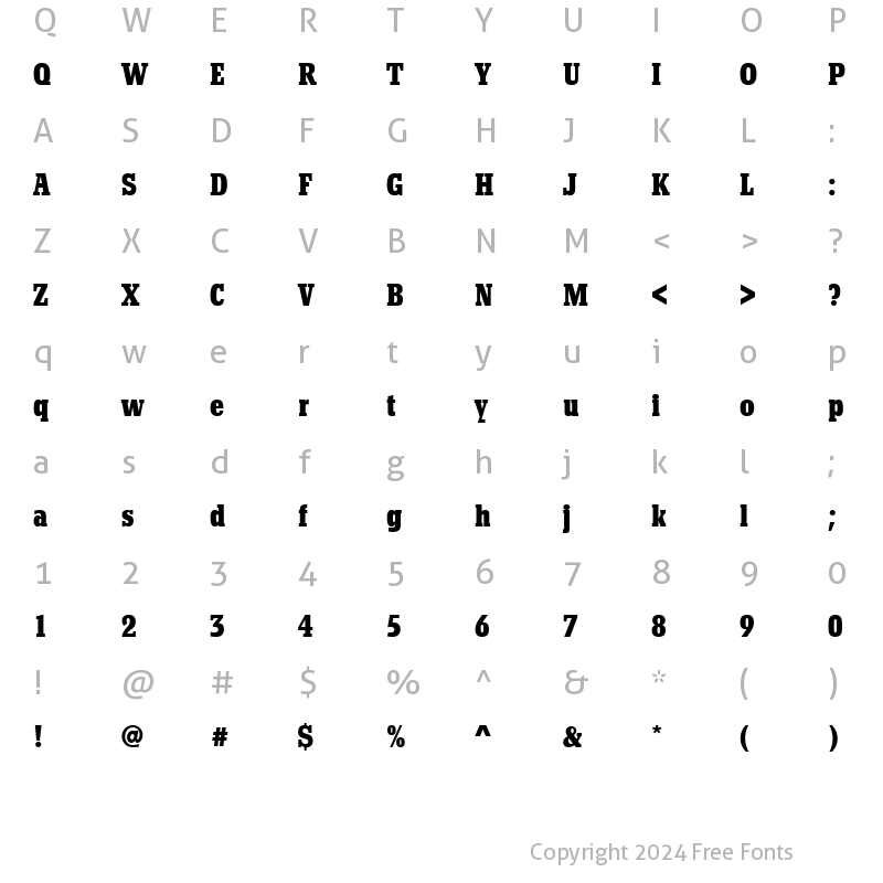 Character Map of BetonTBolCon Regular