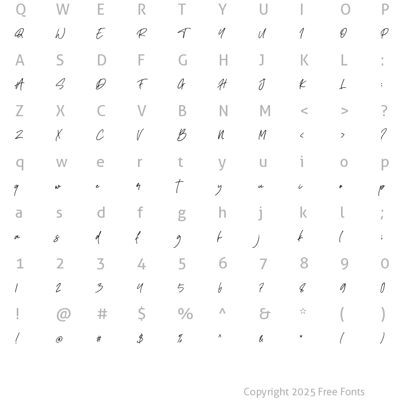 Character Map of Bettanesia Regular