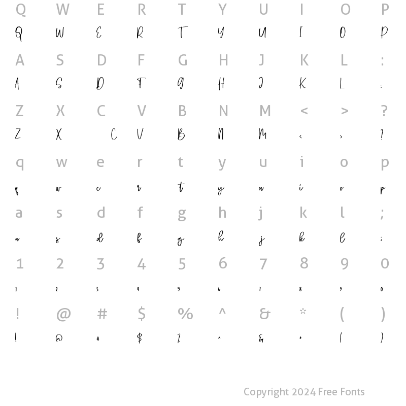 Character Map of Bettari Regular