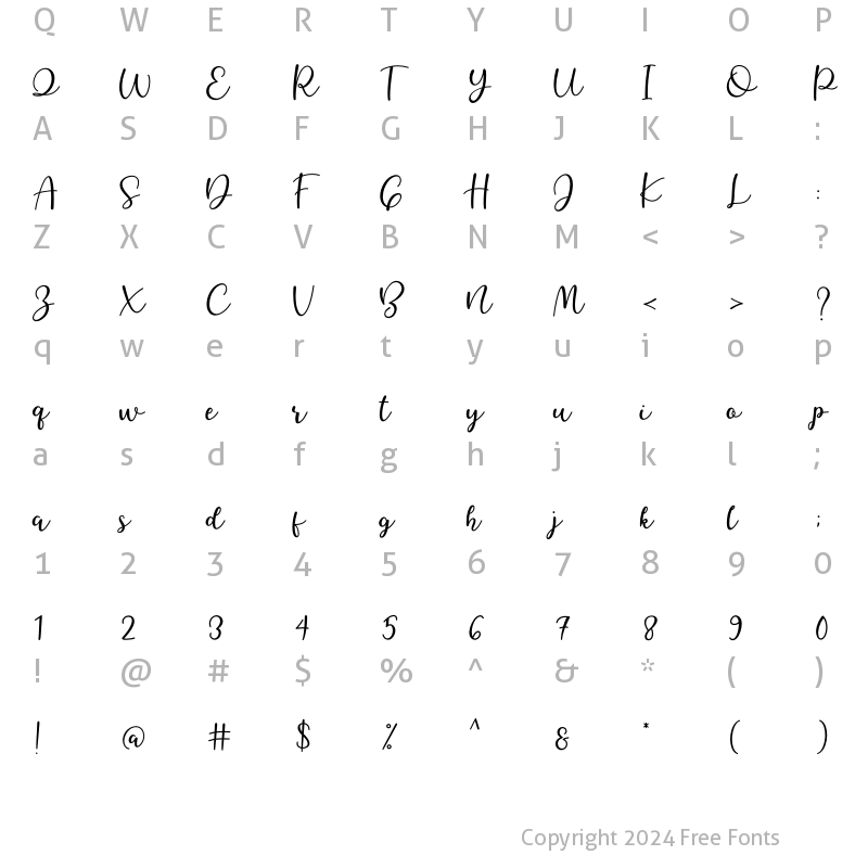 Character Map of Better Caramel Regular