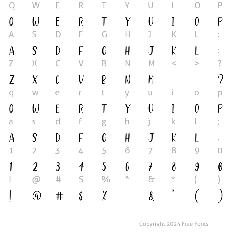 Character Map of Better Caramel Sans Bold Regular