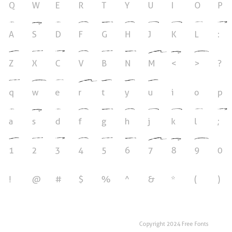 Character Map of Better Rolling  Brush Font Regular