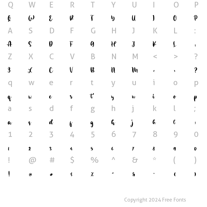 Character Map of Better Weather Regular