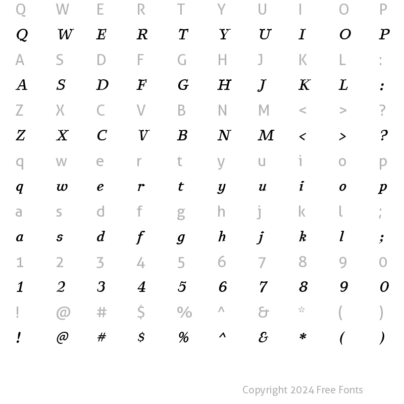 Character Map of BetterEuroika BoldItalic