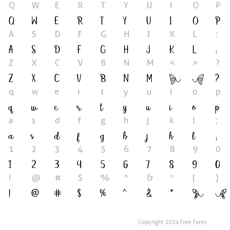 Character Map of betterfly christmas Regular