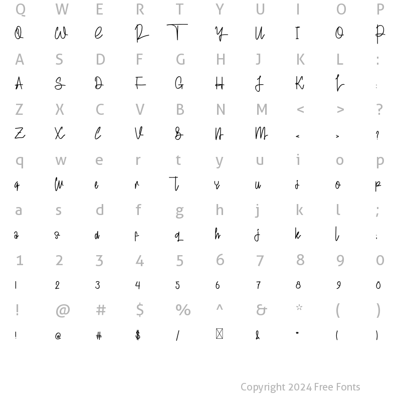 Character Map of Betterhalf Regular