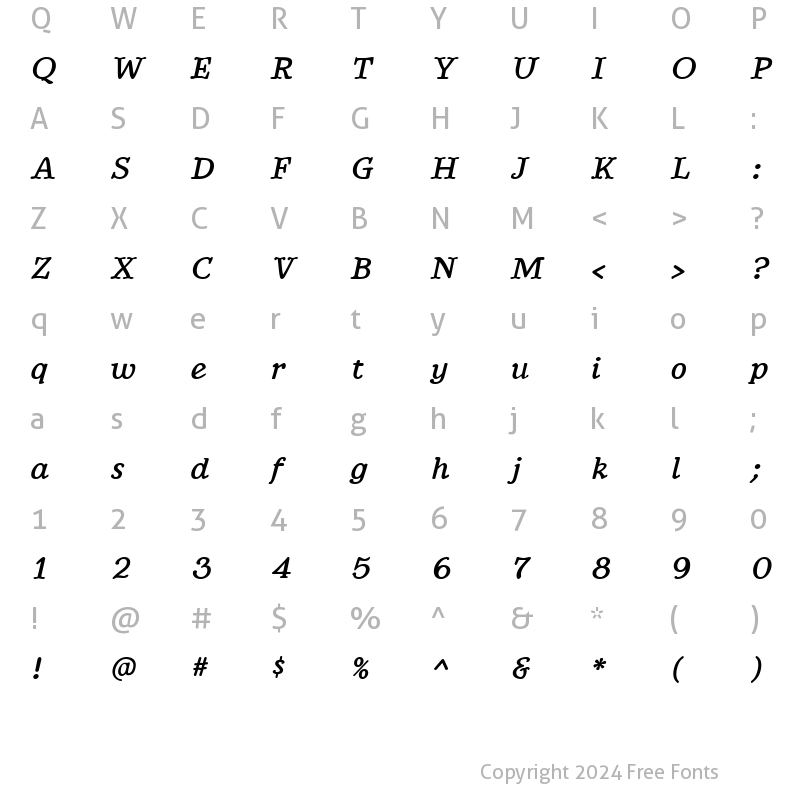 Character Map of BetterIngriana BoldItalic