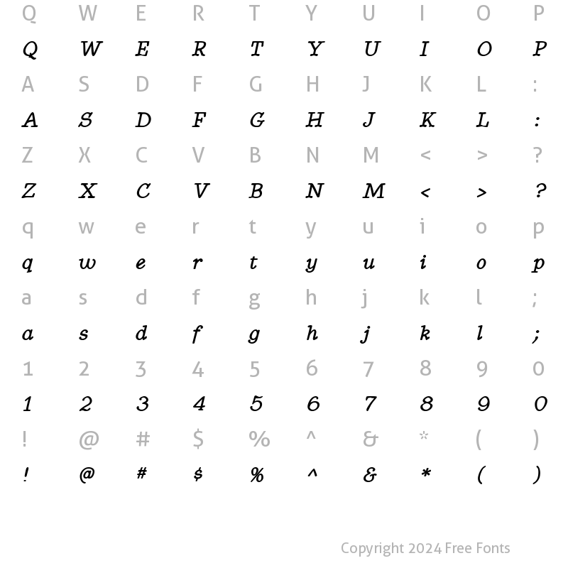 Character Map of BetterKamp BoldItalic