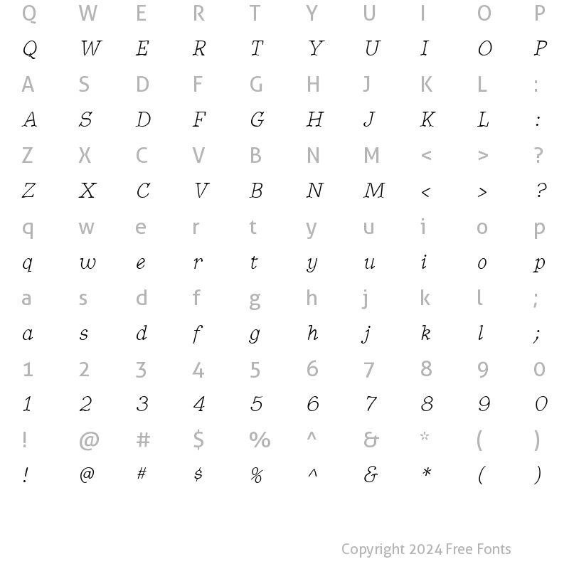 Character Map of BetterKamp Italic