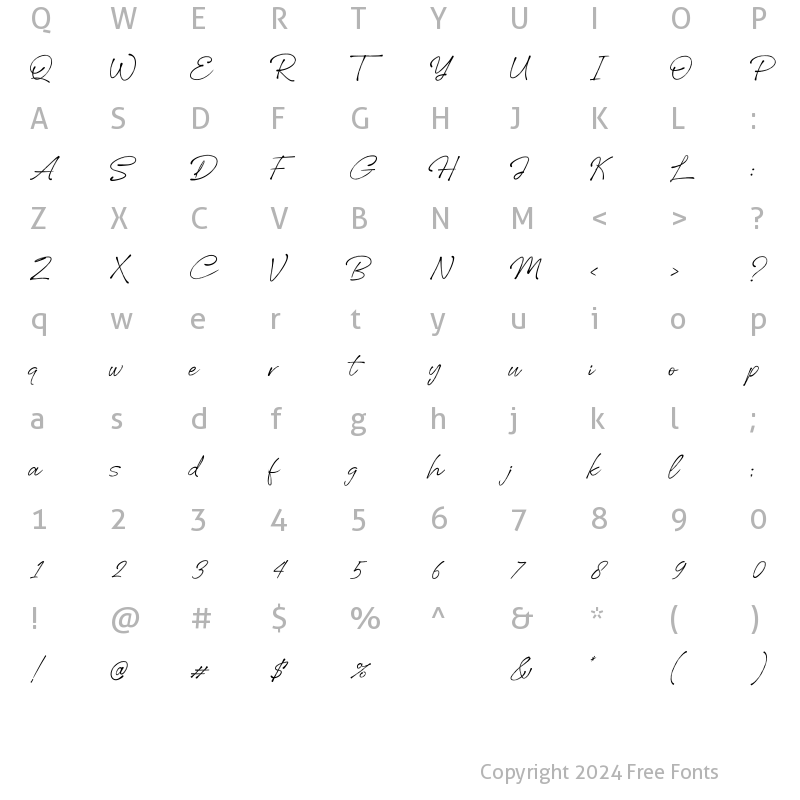 Character Map of Betterline Regular