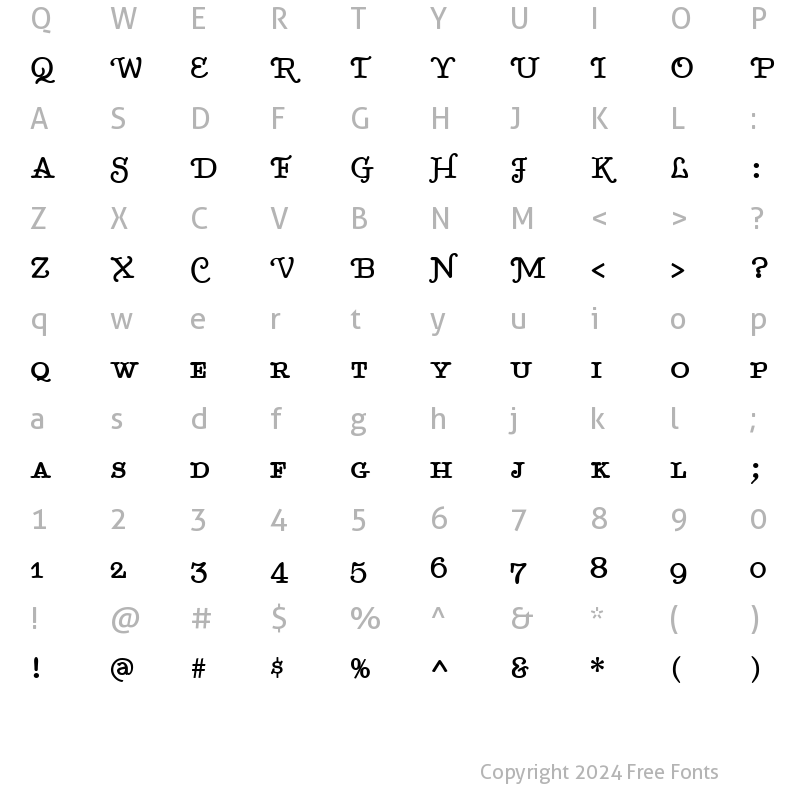 Character Map of BetterTypeRiteSpec Bold