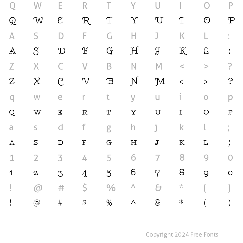 Character Map of BetterTypeRiteSpec Regular