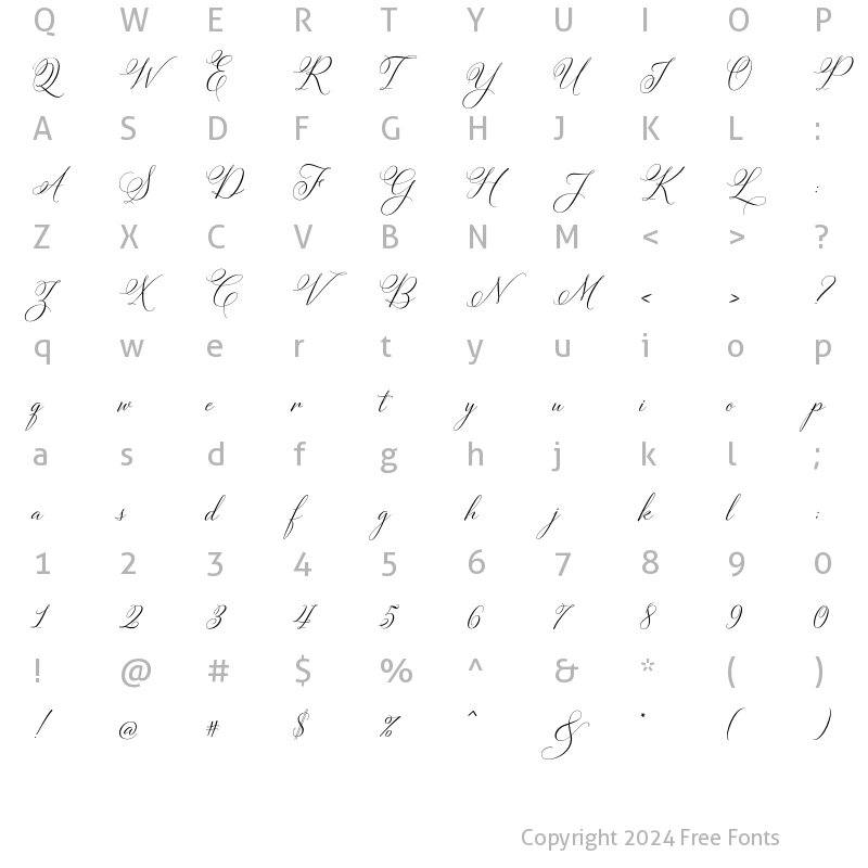 Character Map of Bettrisia Script Alt Regular