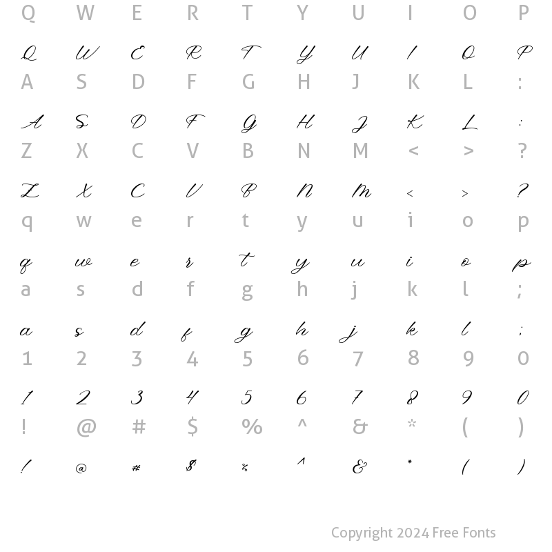 Character Map of Betty Chamilla Regular