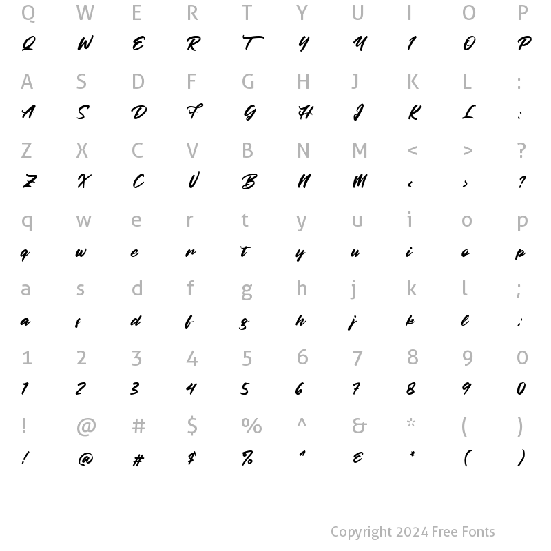 Character Map of Betty Finty Regular