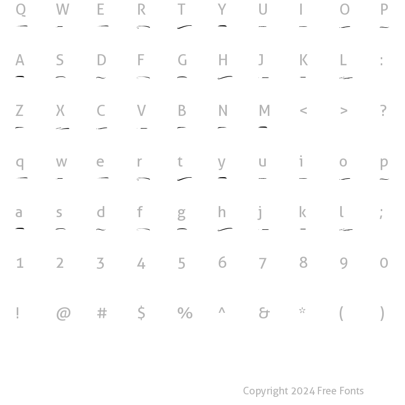 Character Map of Bewise Swashes