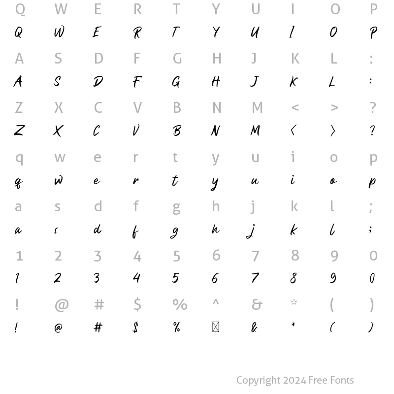 Character Map of Bezitta Regular