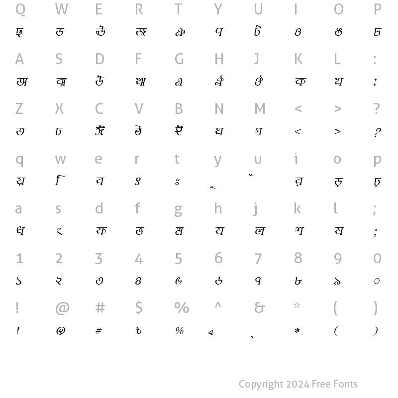 Character Map of BhairabMJ Italic