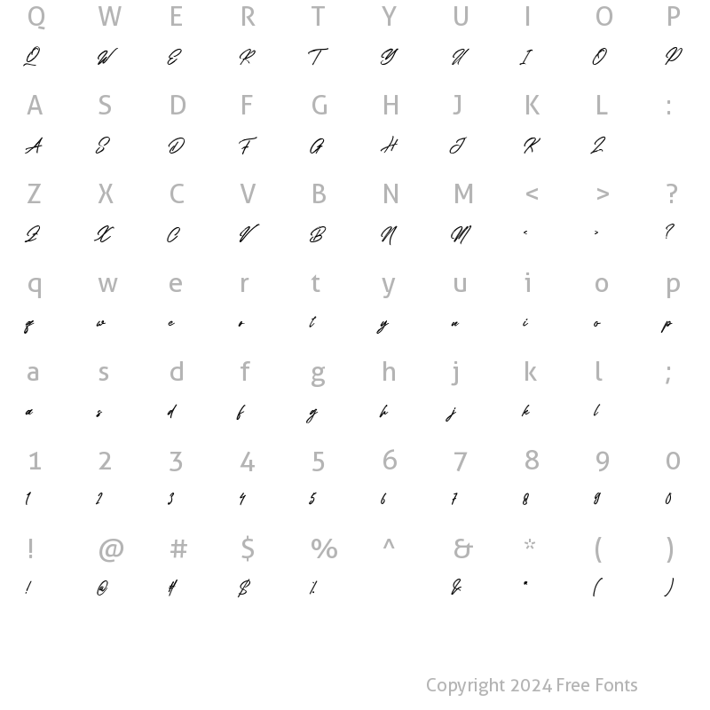 Character Map of Bhatera Regular