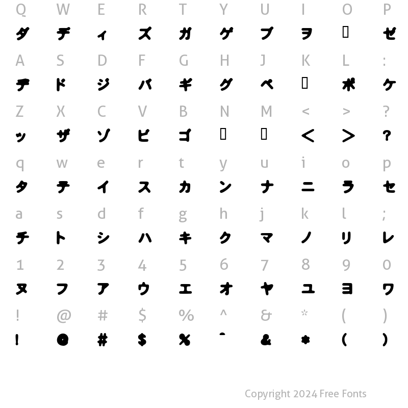 Character Map of Bhoochoo Regular