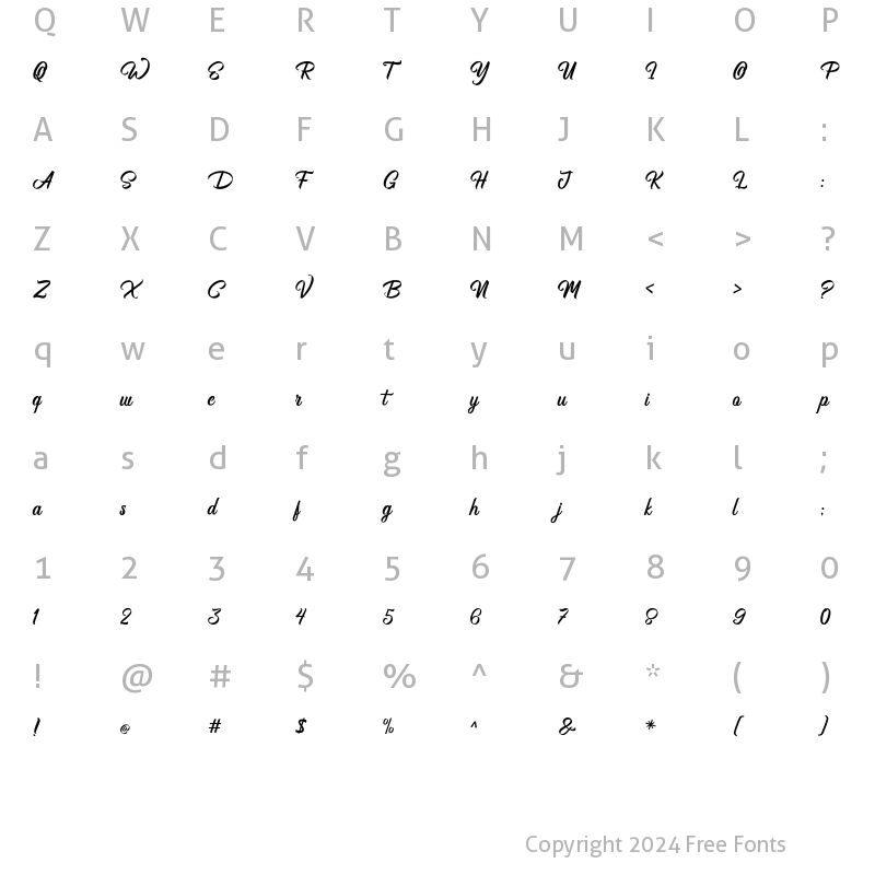 Character Map of Bhorgcust Regular