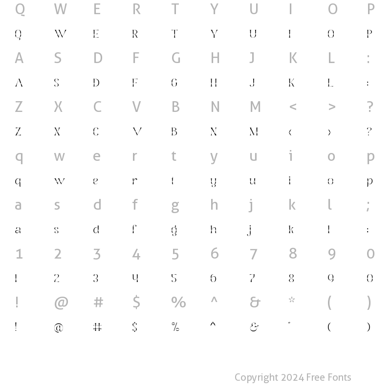 Character Map of Bhostra Lala Light