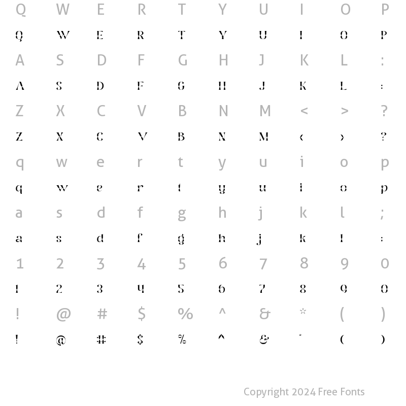 Character Map of Bhostra Lala Regular