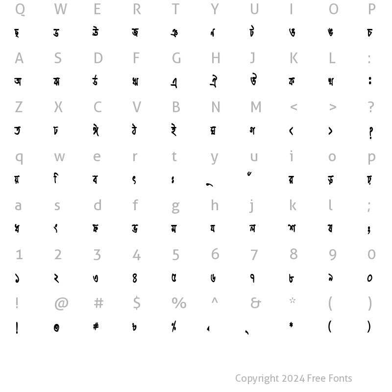 Character Map of BhrahmaputraCMJ Bold