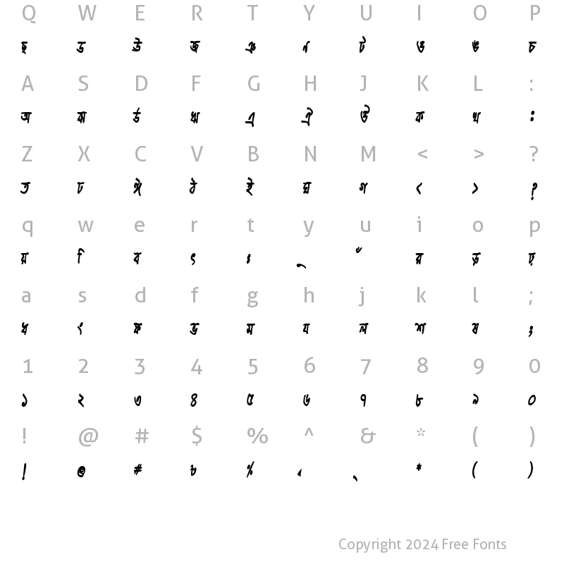 Character Map of BhrahmaputraCMJ BoldItalic