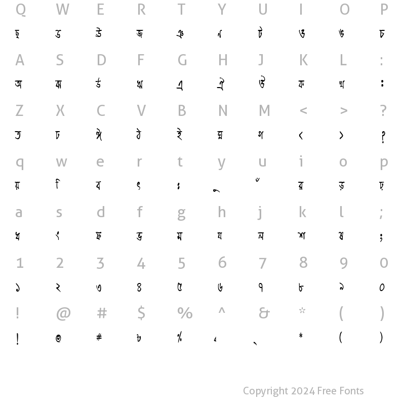 Character Map of BhrahmaputraCMJ Regular