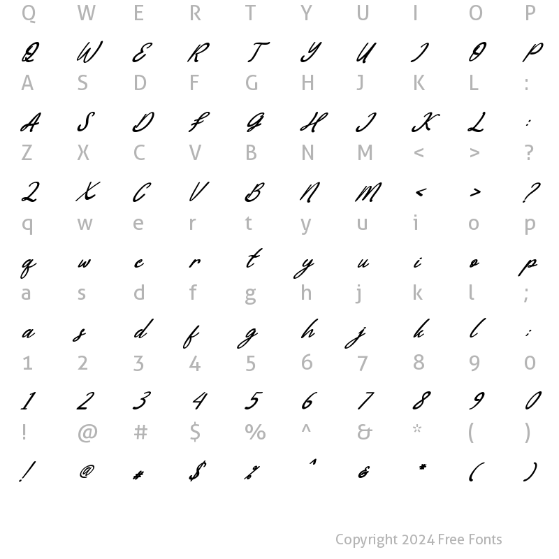 Character Map of bialletta Italic