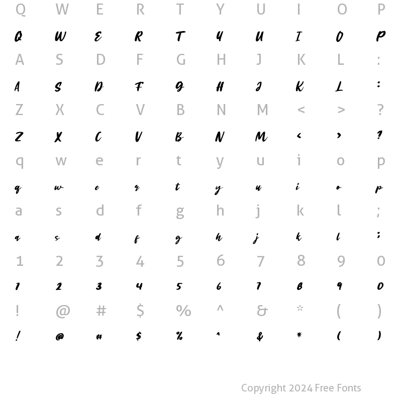 Character Map of Bianty Regular