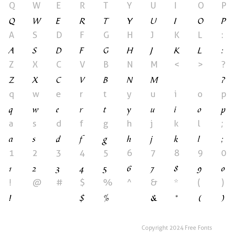 Character Map of BibleScript Style2 Plain