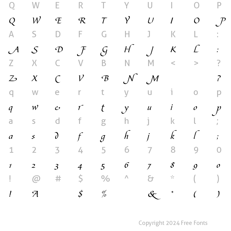 Character Map of BibleScriptEF Alternates Regular