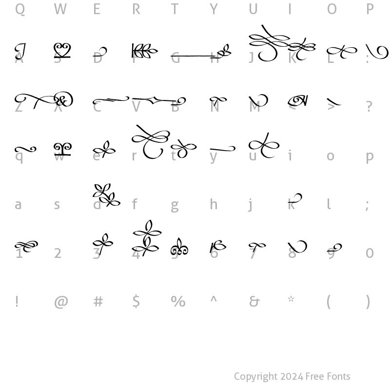 Character Map of BibleScriptEF Flourishes Regular