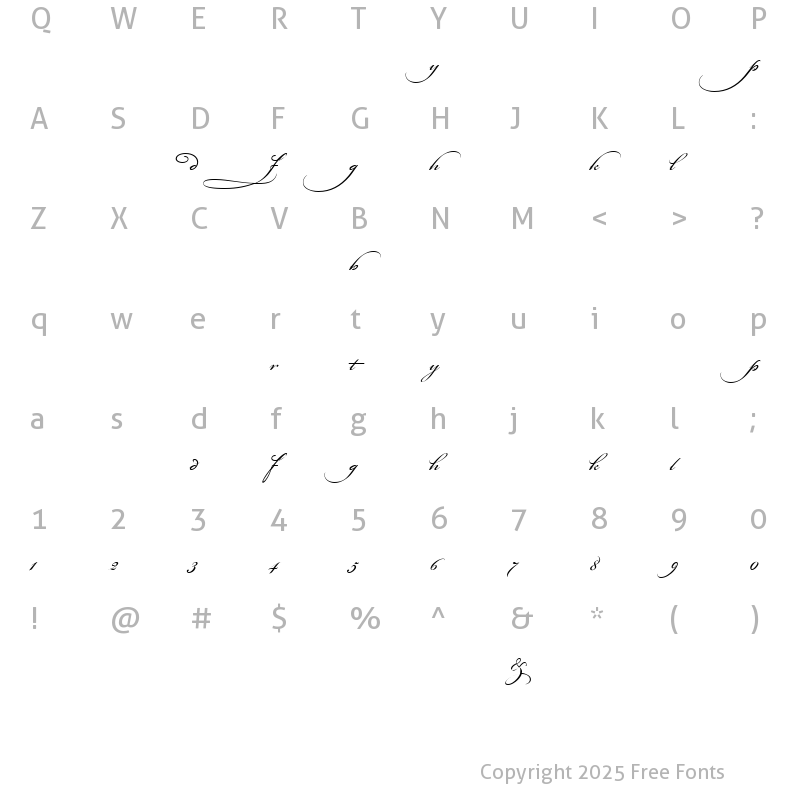 Character Map of Bickham Script Alternates I Regular