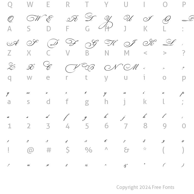 Character Map of Bickham Script Three Regular