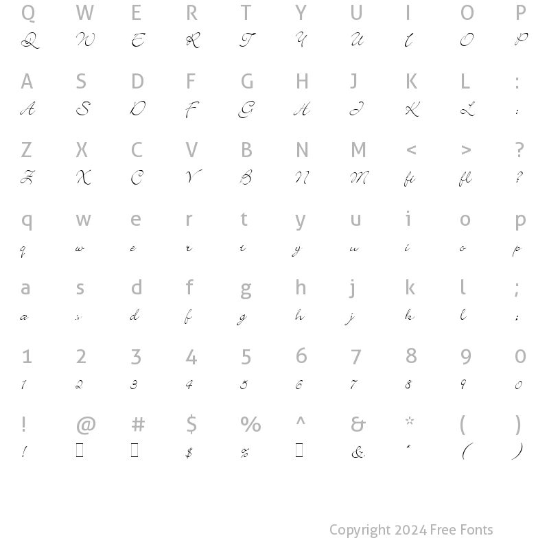 Character Map of Bickley Script LET Plain