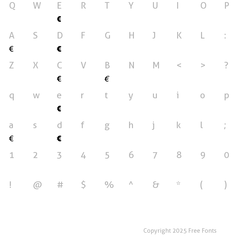 Character Map of BienvenueEuro Regular