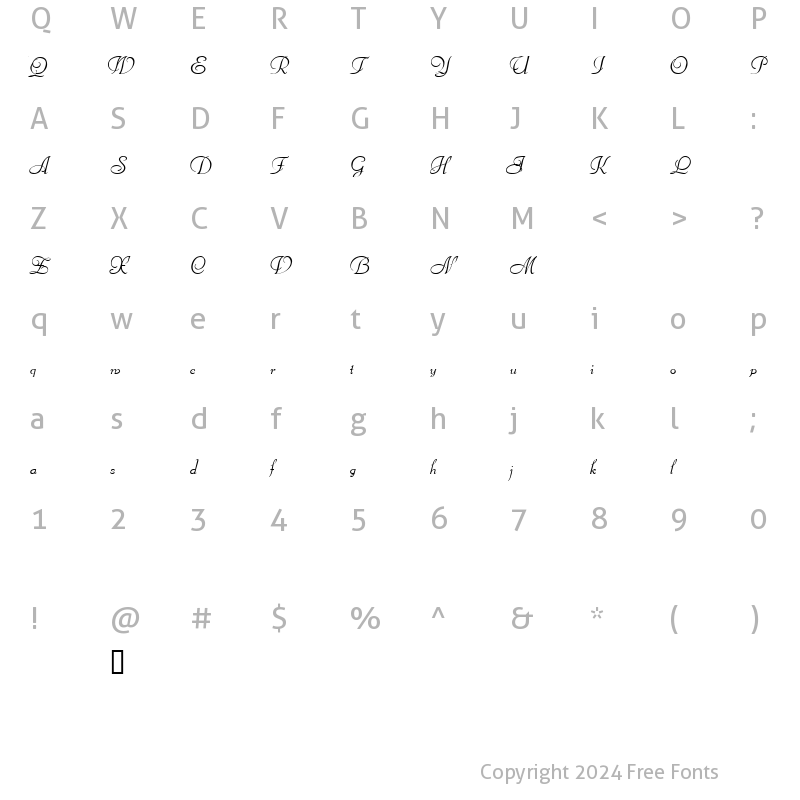 Character Map of Bienville Regular