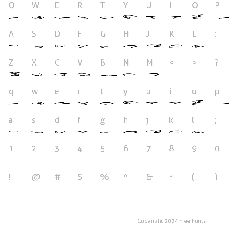 Character Map of Big Bang Swashes Regular