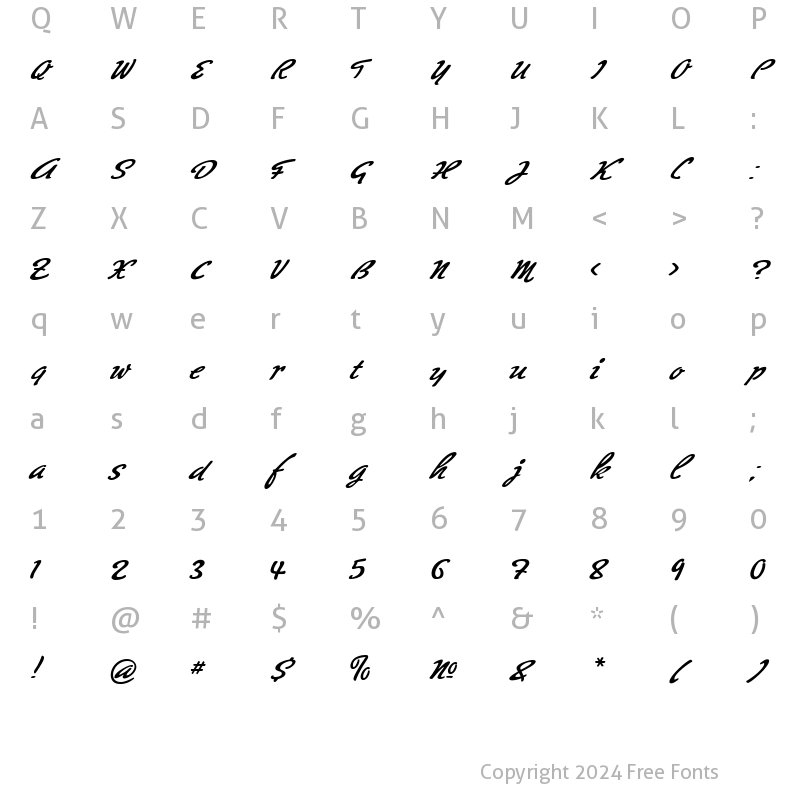 Character Map of Big Brush One