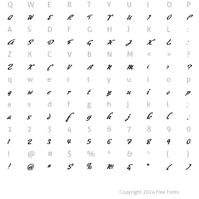 Character Map of Big Brush Two