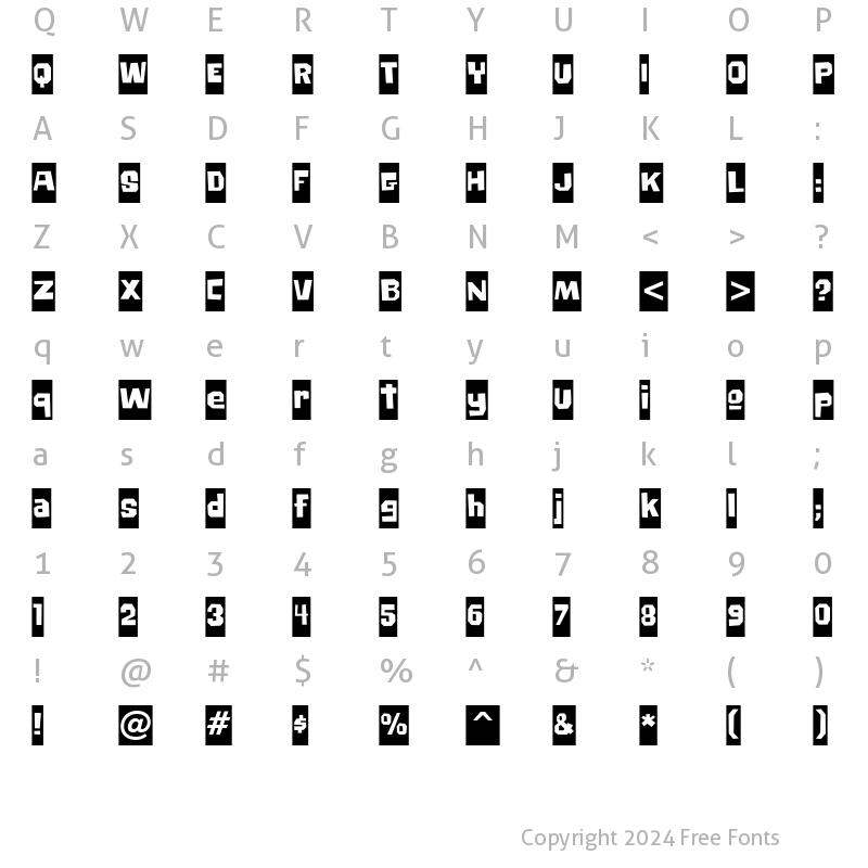 Character Map of Big Chump BTN Reversed Regular